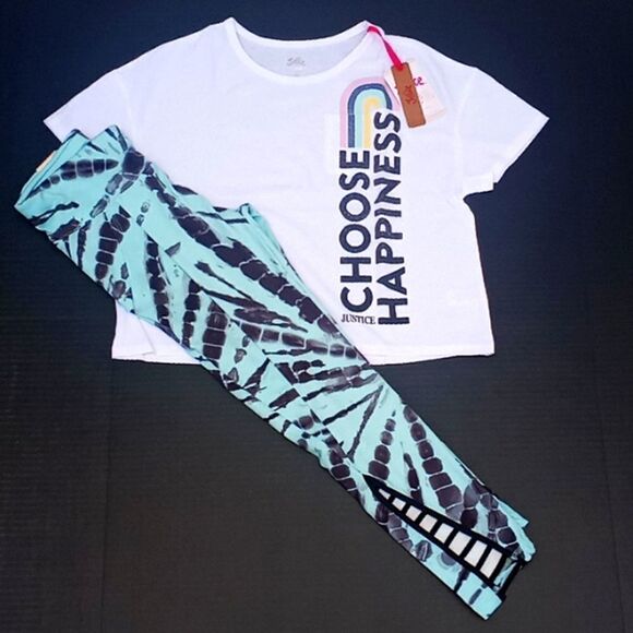 GIRLS JUSTICE SHIRT Top & Pants 2pc Outfit Size L - Picture 1 of 6